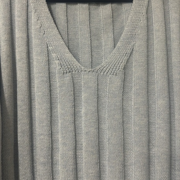 ENTRO Light Blue Ribbed V Neck Sweater - Size Large - Picture 3 of 7